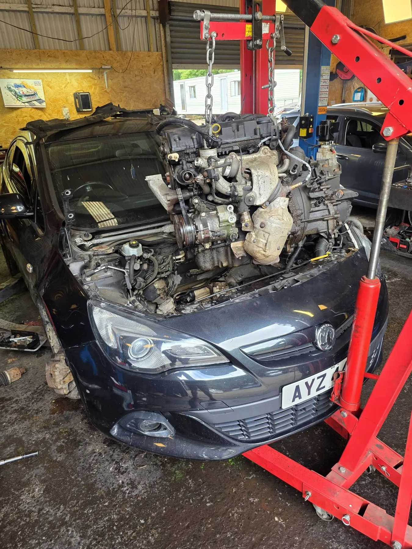 Engine replacement in progress