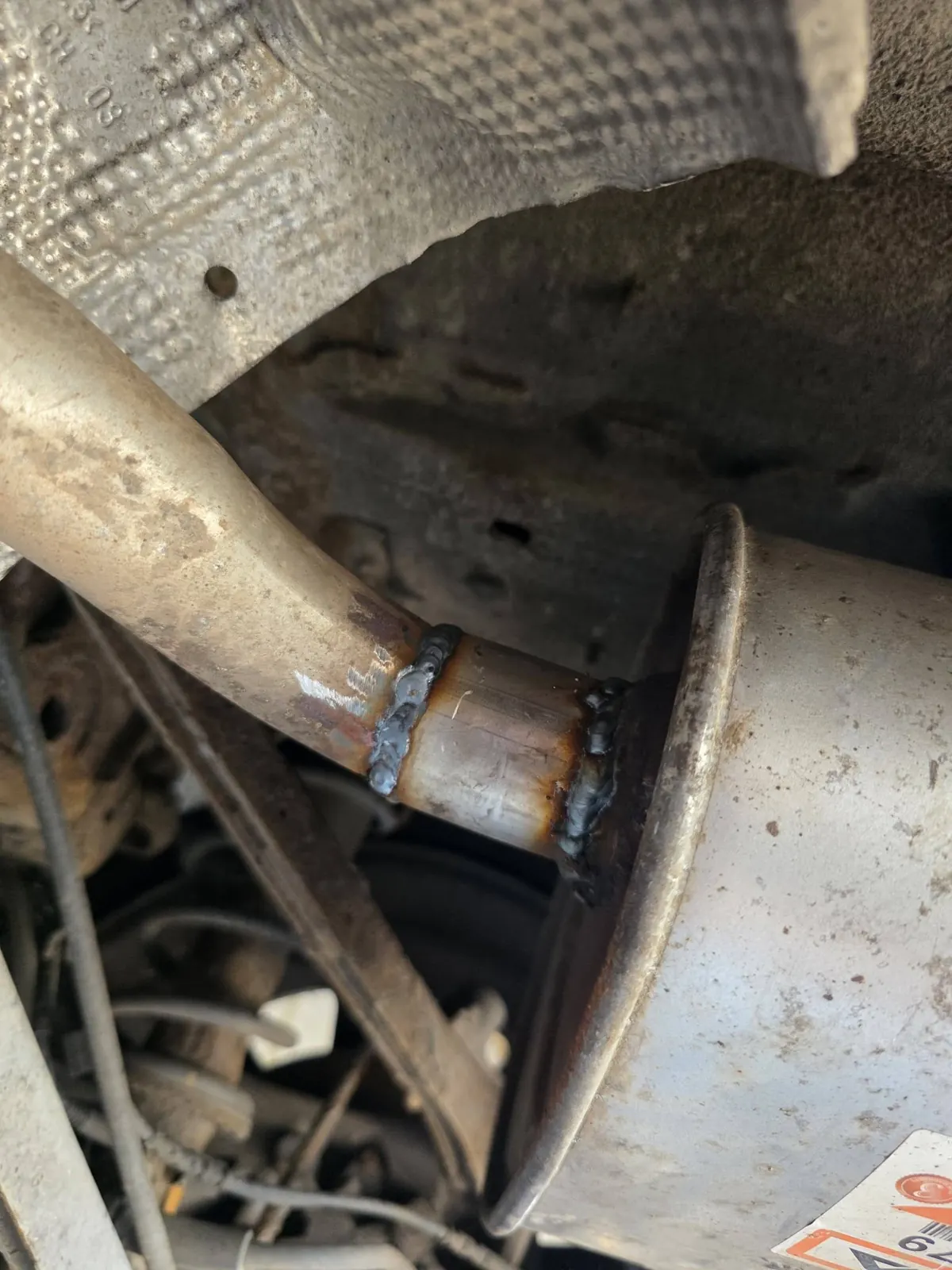 Completed exhaust welding repair